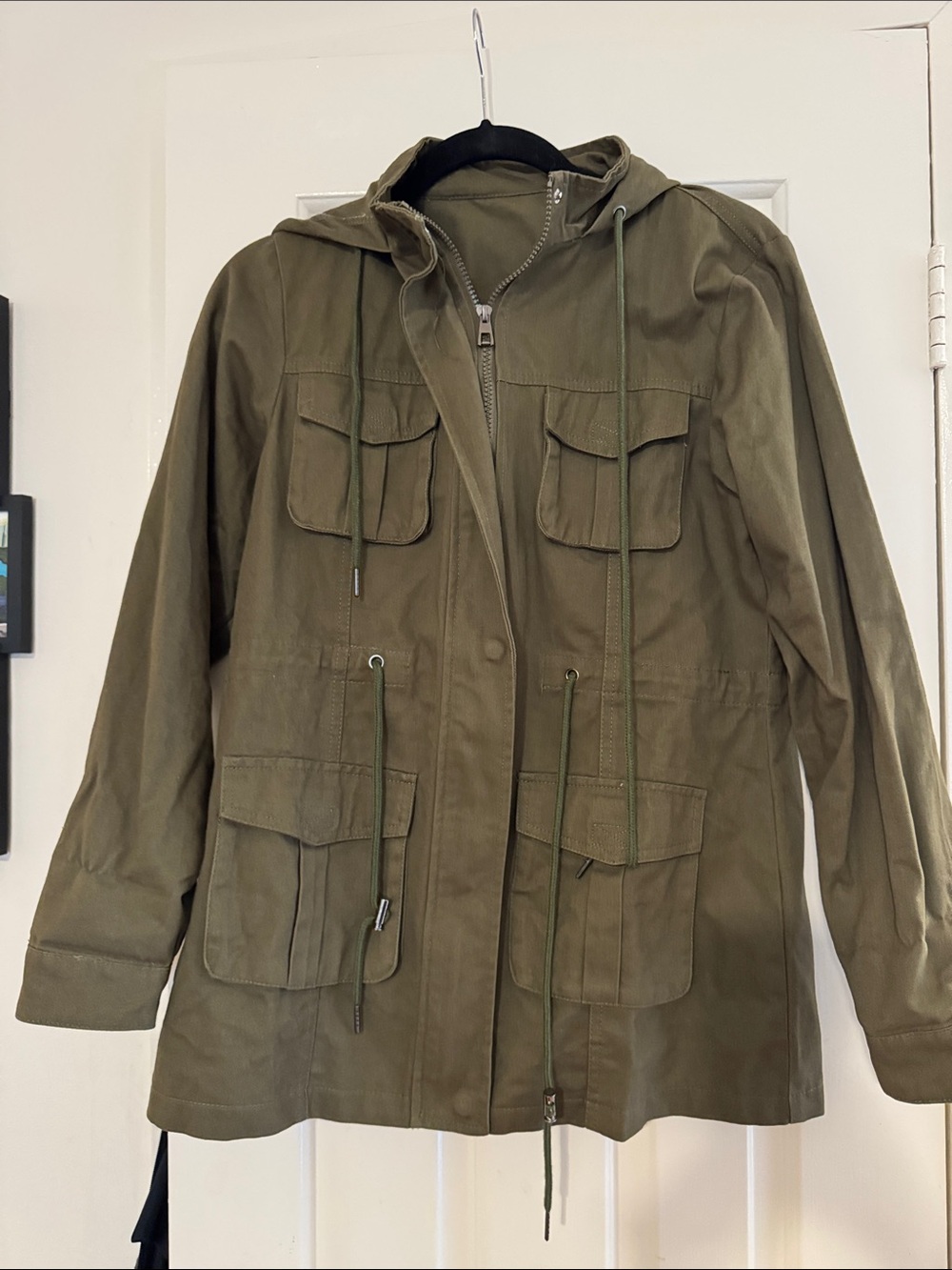 Olive Green Hooded Utility Jacket